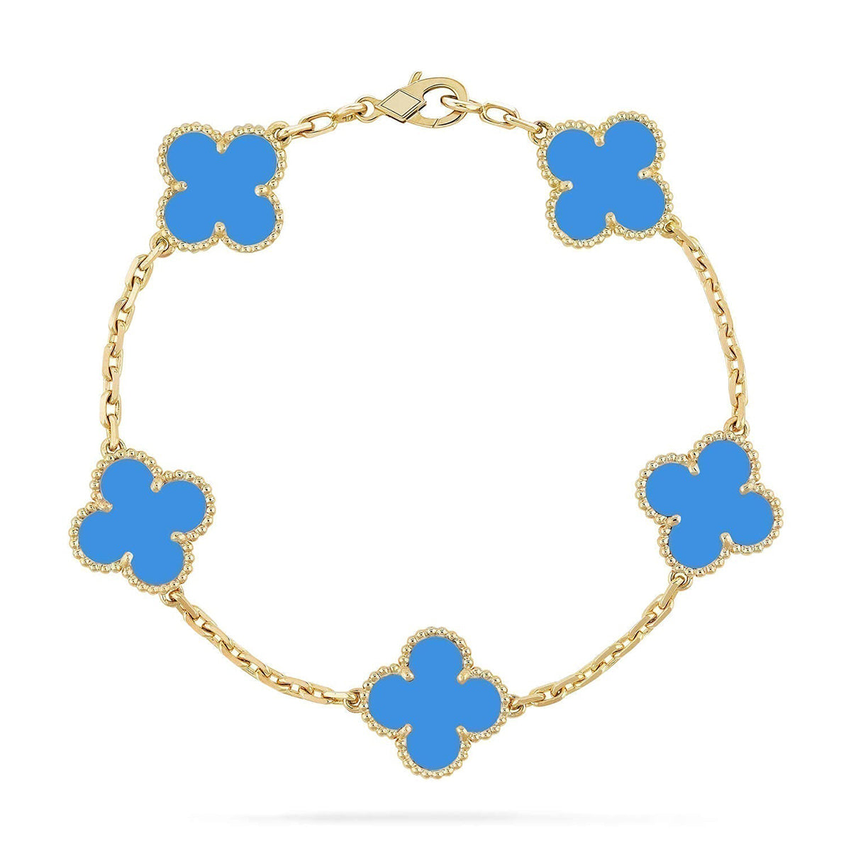 [ECHO ] CLOVER 5 MOTIF BLUE AGATE BRACELET COLLECTION