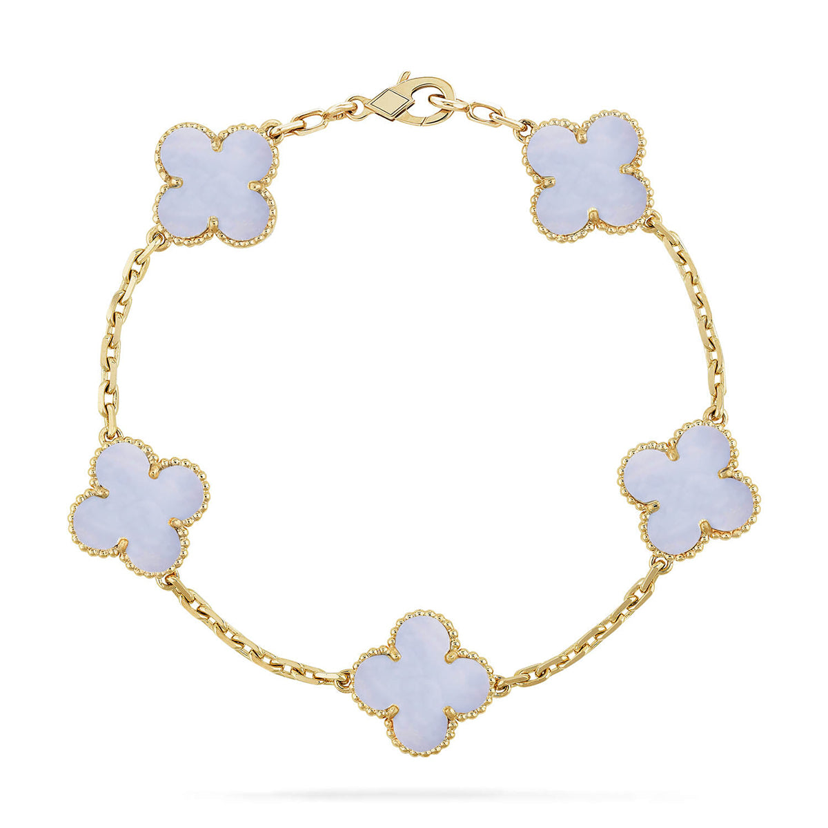 [ECHO ] CLOVER 5 MOTIF PURPLE CHALCEDONY BRACELET COLLECTION