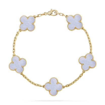 [ECHO ] CLOVER 5 MOTIF PURPLE CHALCEDONY BRACELET COLLECTION