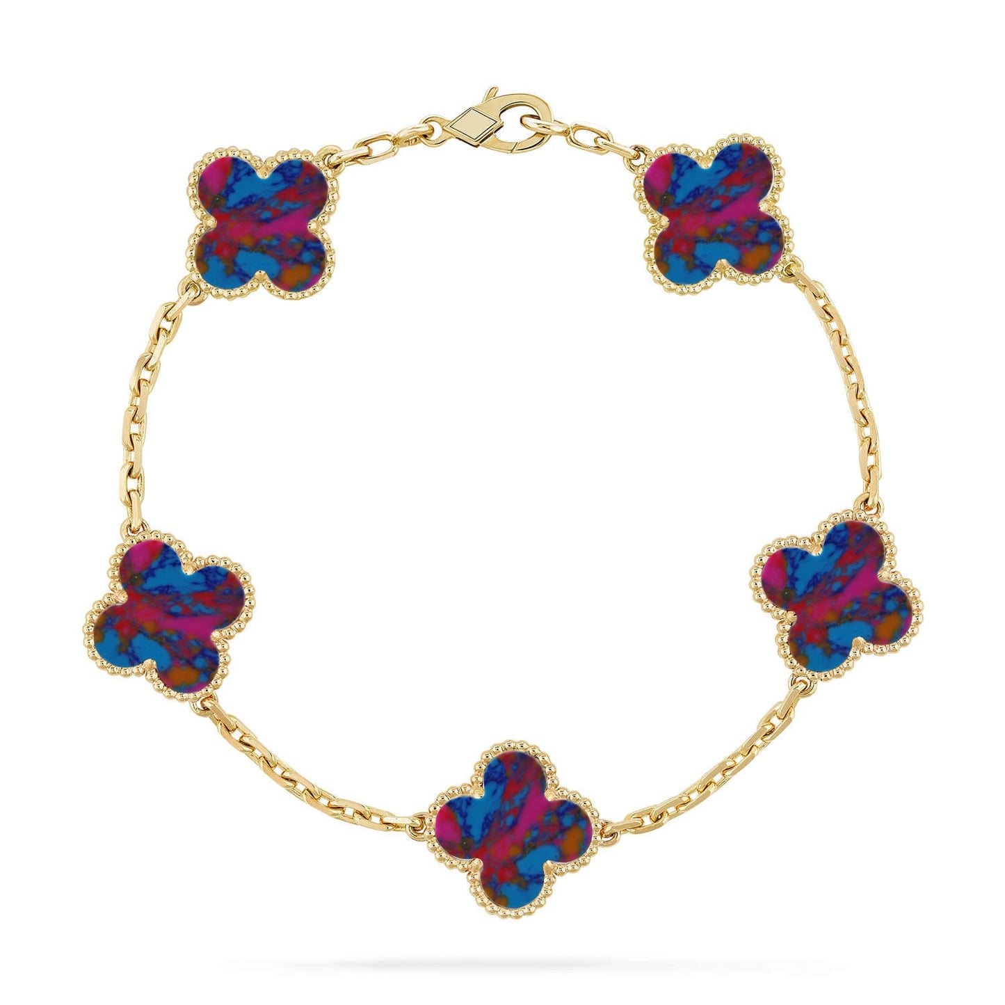 [ECHO ]CLOVER 5 MOTIF COLOR GEMSTONES BRACELET COLLECTION