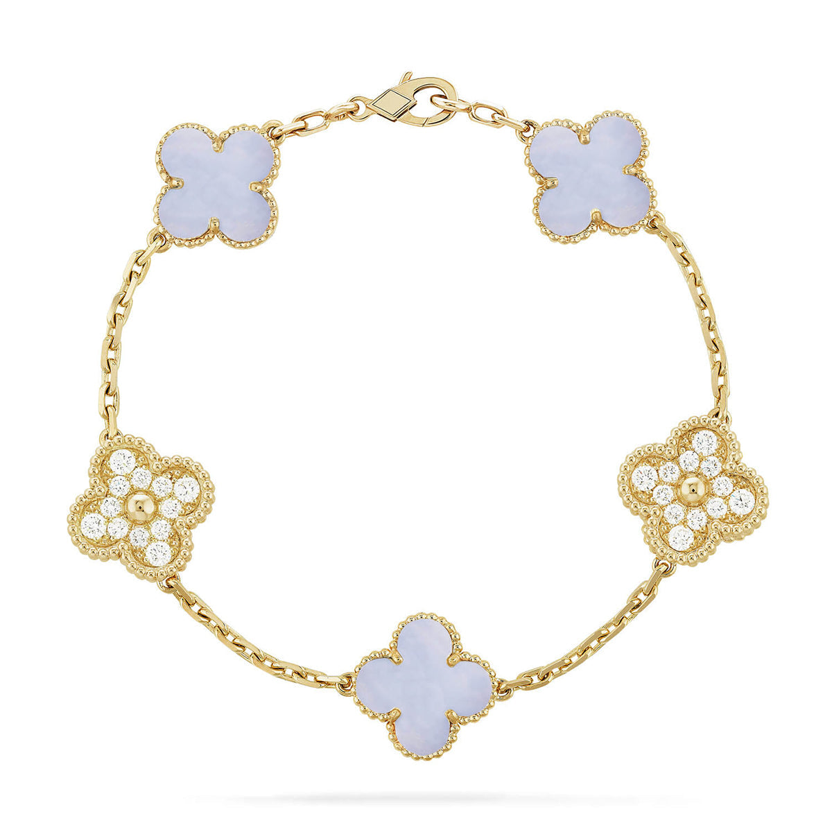 [ECHO ] CLOVER 5 MOTIF PURPLE CHALCEDONY BRACELET COLLECTION