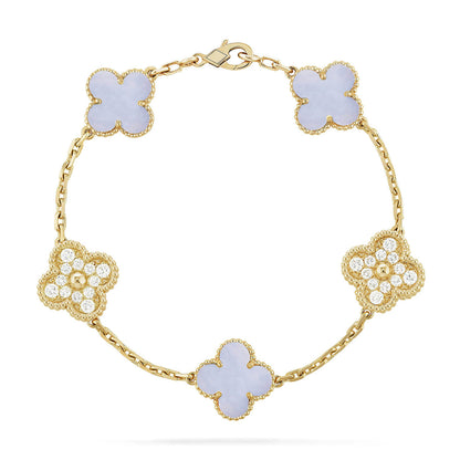 [ECHO ] CLOVER 5 MOTIF PURPLE CHALCEDONY BRACELET COLLECTION