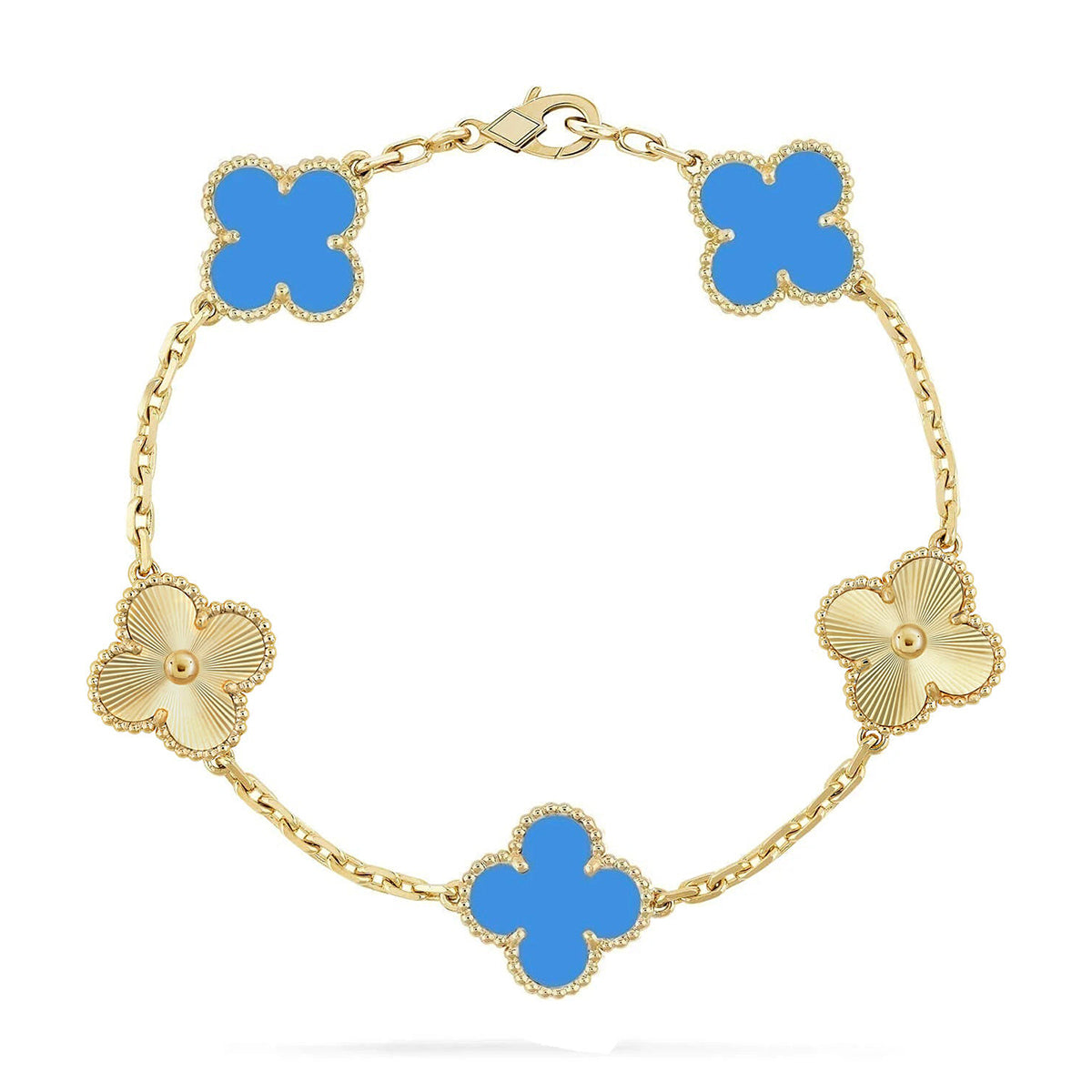 [ECHO ] CLOVER 5 MOTIF BLUE AGATE BRACELET COLLECTION