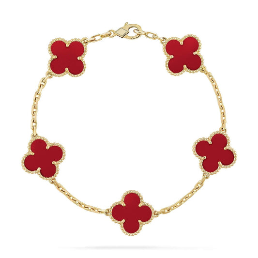 [Echo]CLOVER 5 MOTIFS RED AGATE  BRACELET