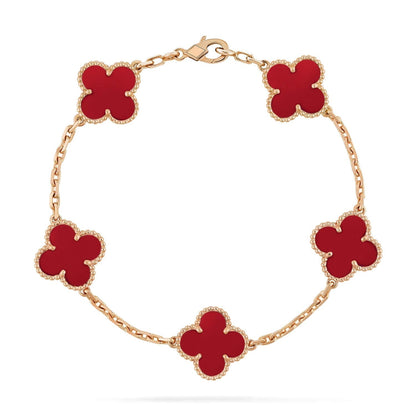 [Echo]CLOVER 5 MOTIFS RED AGATE  BRACELET