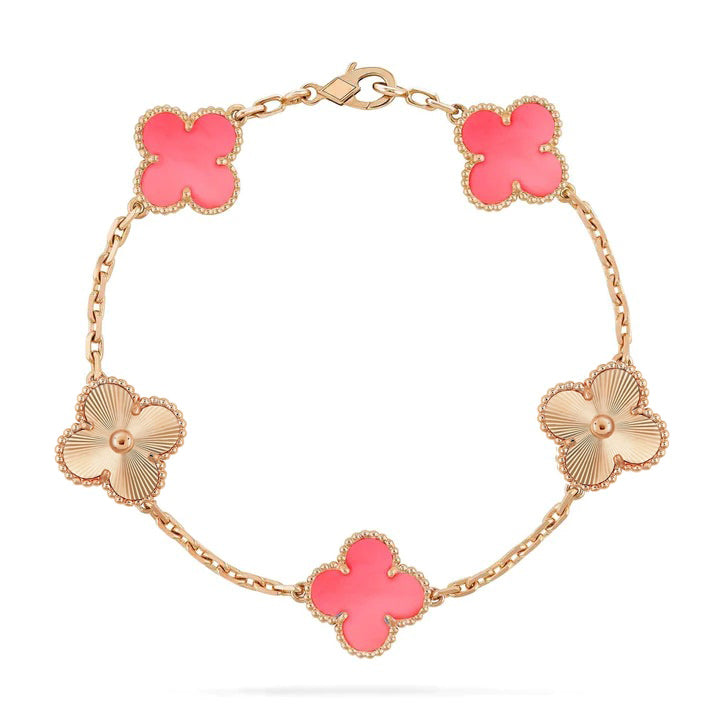 [Echo]CLOVER BRACELET 5 MOTIF PINK AND PINK GOLD
