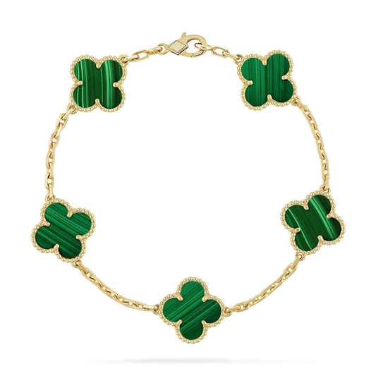 [Echo]CLOVER 5 MOTIFS MALACHITE BRACELET