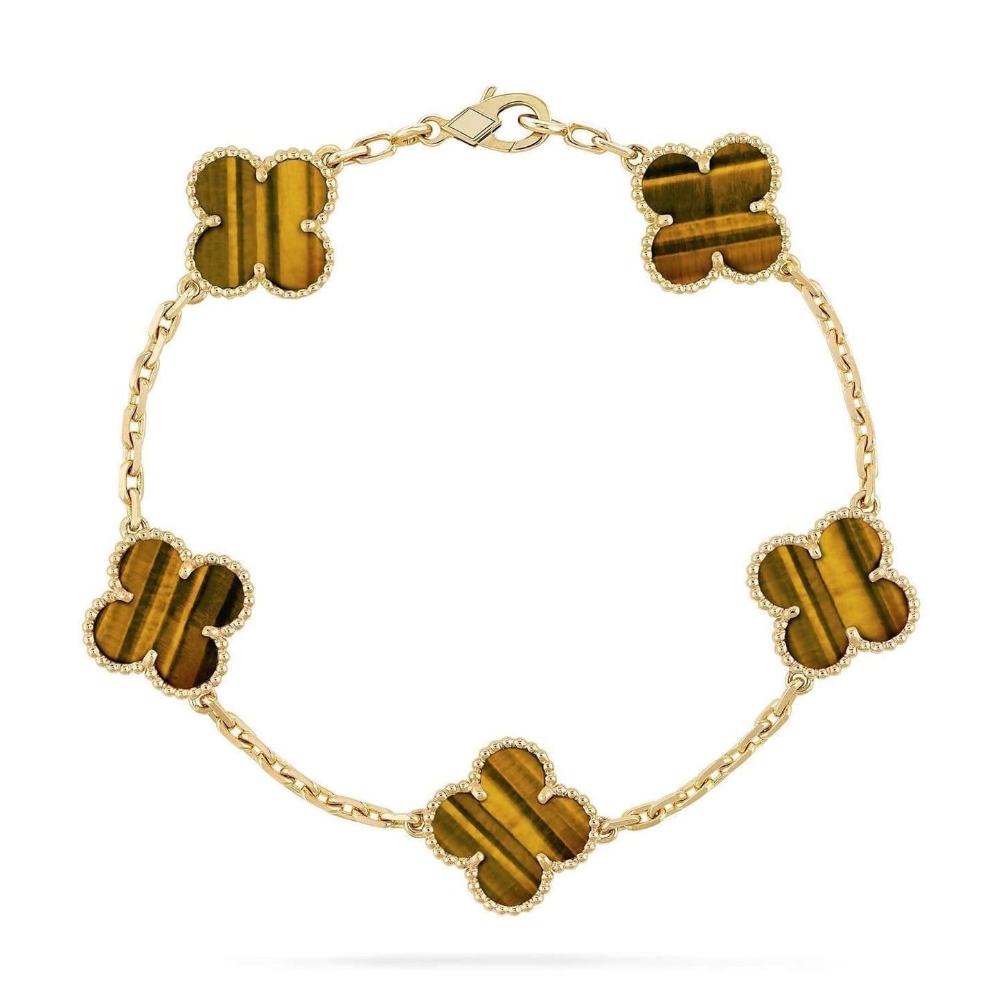 [Echo]CLOVER  5 MOTIFS TIGER EYE BRACELET