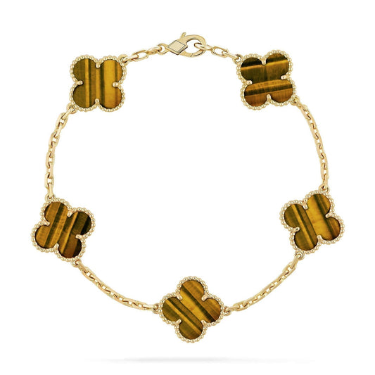 [Echo]CLOVER  5 MOTIFS TIGER EYE BRACELET