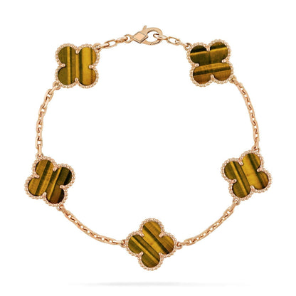 [Echo]CLOVER  5 MOTIFS TIGER EYE BRACELET
