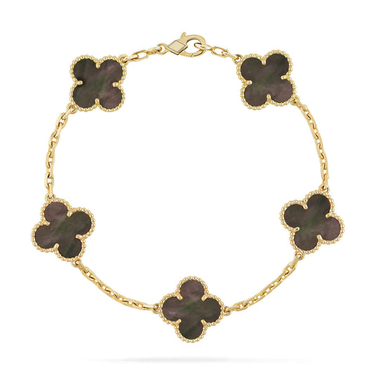 [Echo]CLOVER 5 MOTIF GRAY MOP  BRACELET
