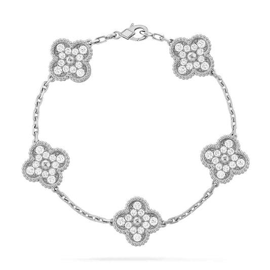 [Echo]CLOVER 5 MOTIFS  DIAMOND BRACELET SILVER
