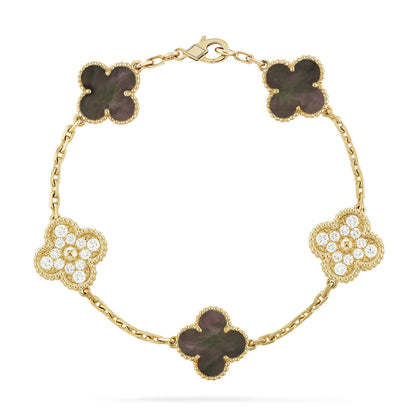 [Echo]CLOVER 5 MOTIF GRAY MOP DIAMOND BRACELET