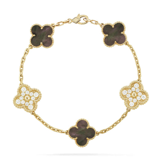 [Echo]CLOVER 5 MOTIF GRAY MOP DIAMOND BRACELET