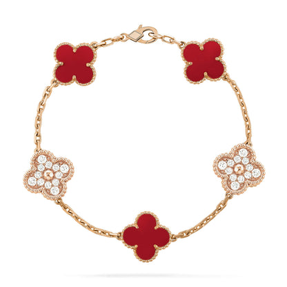 [Echo]CLOVER 5 MOTIFS CARNELIAN DIAMOND BRACELET