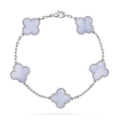[Echo]CLOVER  5 MOTIF PURPLE CHALCEDONY BRACELET SILVER