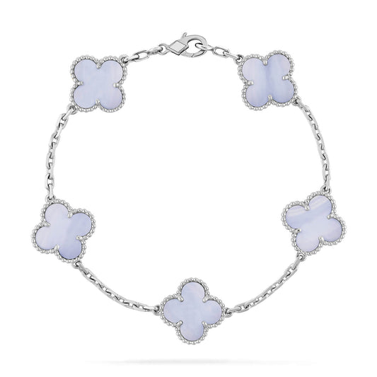 [Echo]CLOVER  5 MOTIF PURPLE CHALCEDONY BRACELET SILVER
