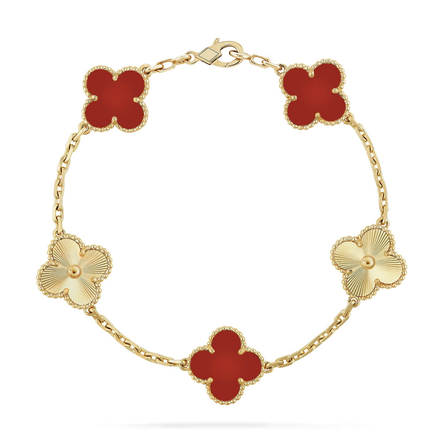[Echo]CLOVER  5 MOTIFS CARNELIAN GOLD BRACELET