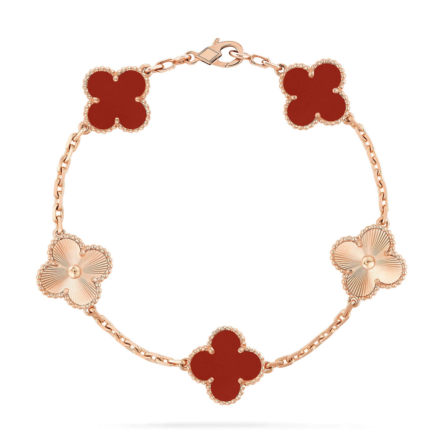 [Echo]CLOVER  5 MOTIFS CARNELIAN GOLD BRACELET