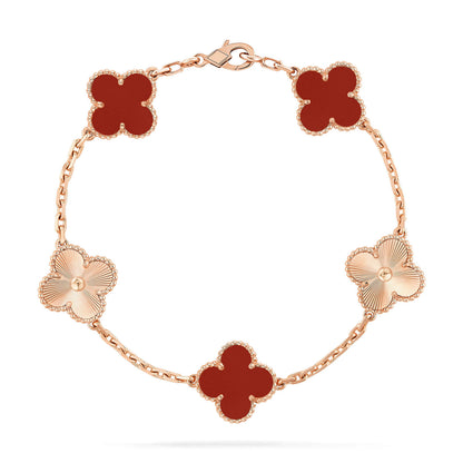 [Echo]CLOVER  5 MOTIFS CARNELIAN GOLD BRACELET