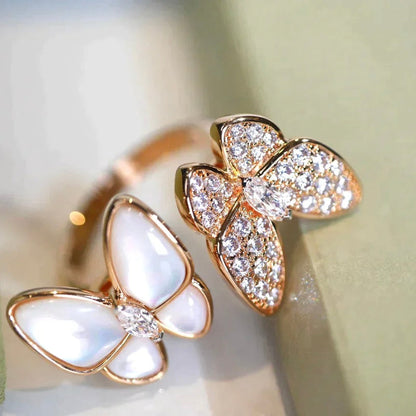 [Echo ]TWIN BUTTERFLY DIAMOND MOP RING