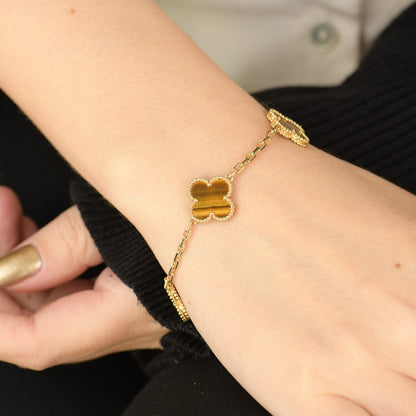 [Echo]CLOVER  5 MOTIFS TIGER EYE BRACELET