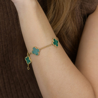 [Echo]CLOVER 5 MOTIFS MALACHITE BRACELET