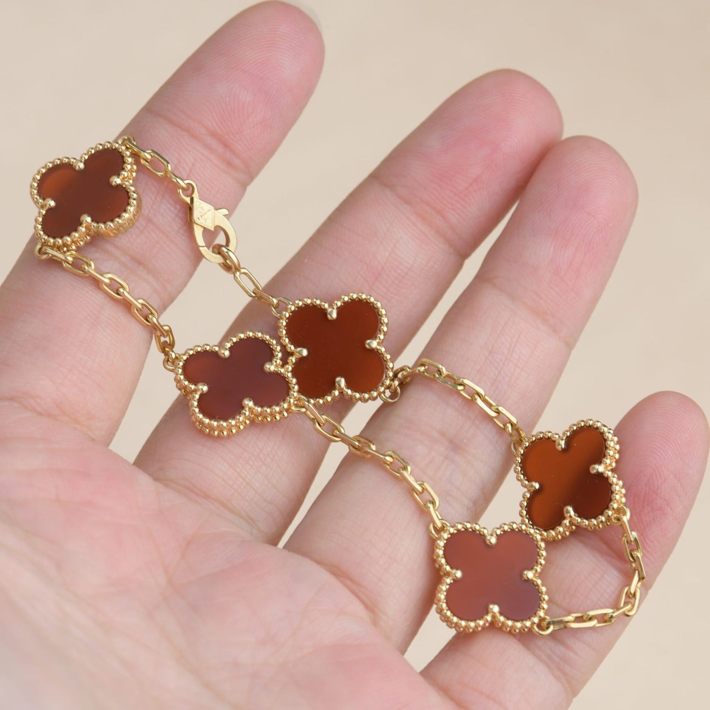 [Echo]CLOVER 5 MOTIFS RED AGATE  BRACELET