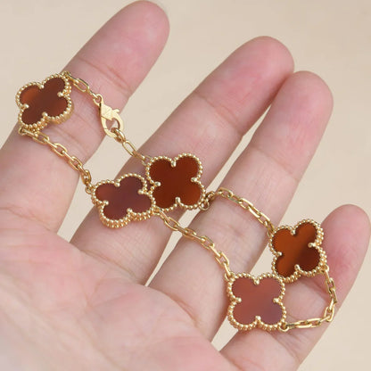[ECHO ] CLOVER 5 MOTIF RED CORNELIAN BRACELET COLLECTION