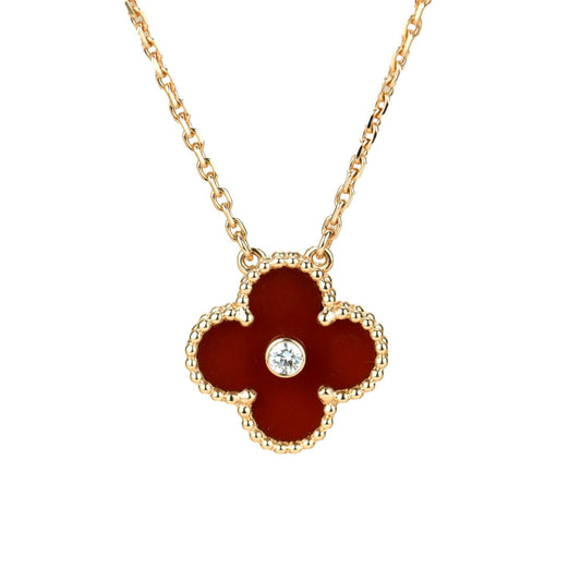 [Echo ]CLOVER 15MM DIAMOND CARNELIAN NECKLACE