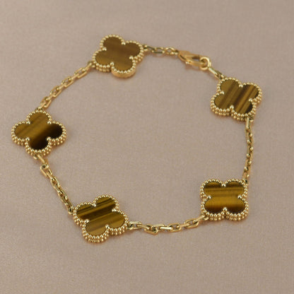 [Echo]CLOVER  5 MOTIFS TIGER EYE BRACELET