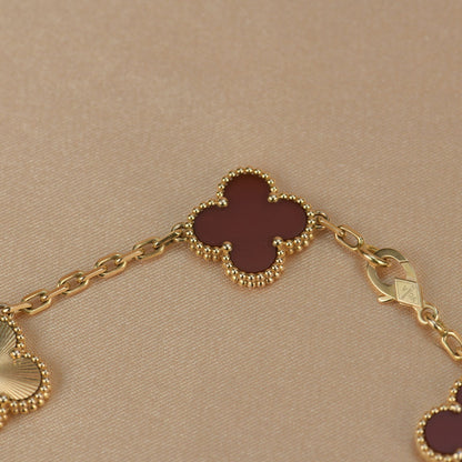 [Echo]CLOVER  5 MOTIFS CARNELIAN GOLD BRACELET