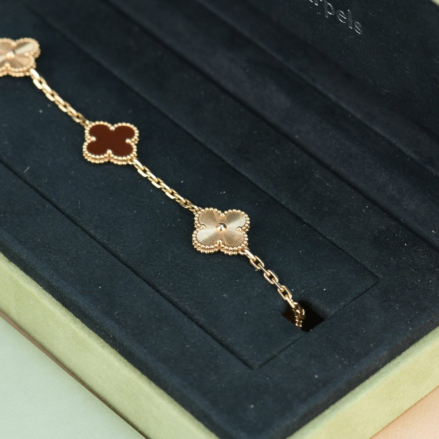 [Echo]CLOVER  5 MOTIFS CARNELIAN GOLD BRACELET