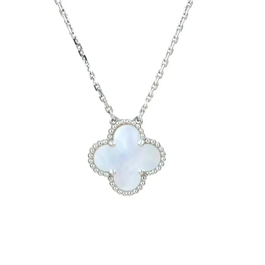 [Echo ]CLOVER  15MM WHITE MOTHER-OF-PEARL SILVER