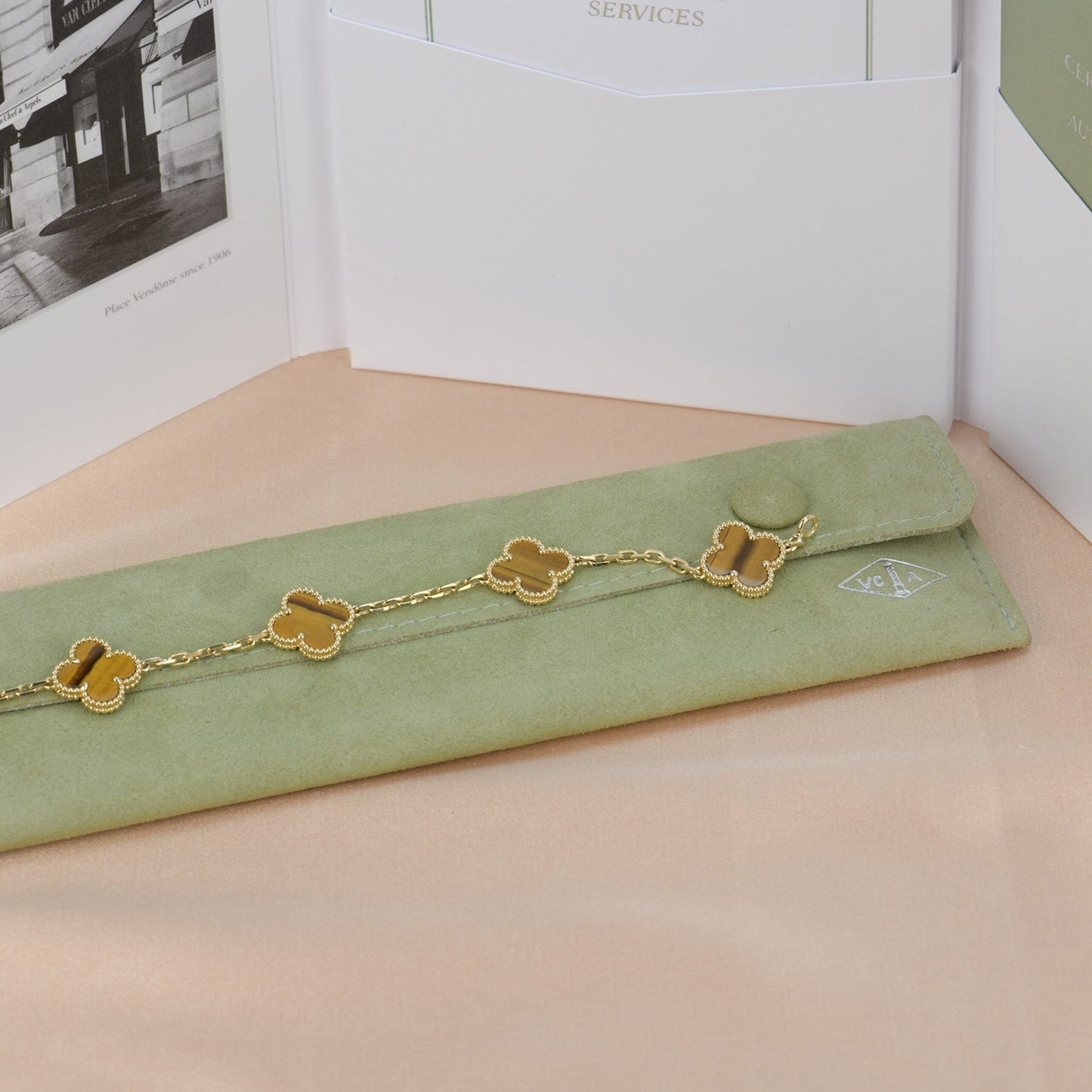 [Echo]CLOVER  5 MOTIFS TIGER EYE BRACELET