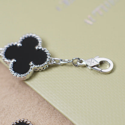 [Echo]CLOVER 5 MOTIF ONYXS  BRACELET SILVER