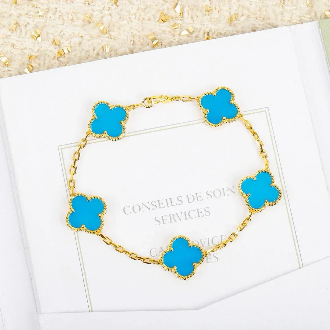 [ECHO ] CLOVER 5 MOTIF TURQUOISE BRACELET COLLECTION