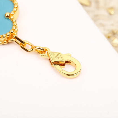 [Echo]CLOVER 5 MOTIF TURQUOISE DIAMOND GOLD BRACELET