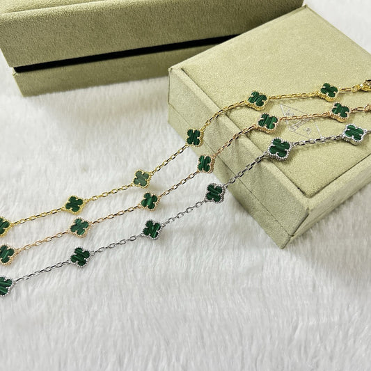 [Echo]CLOVER 6 MOTIF MALACHITE BRACELET
