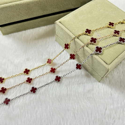[Echo]CLOVER 6 MOTIF RED AGATE BRACELET
