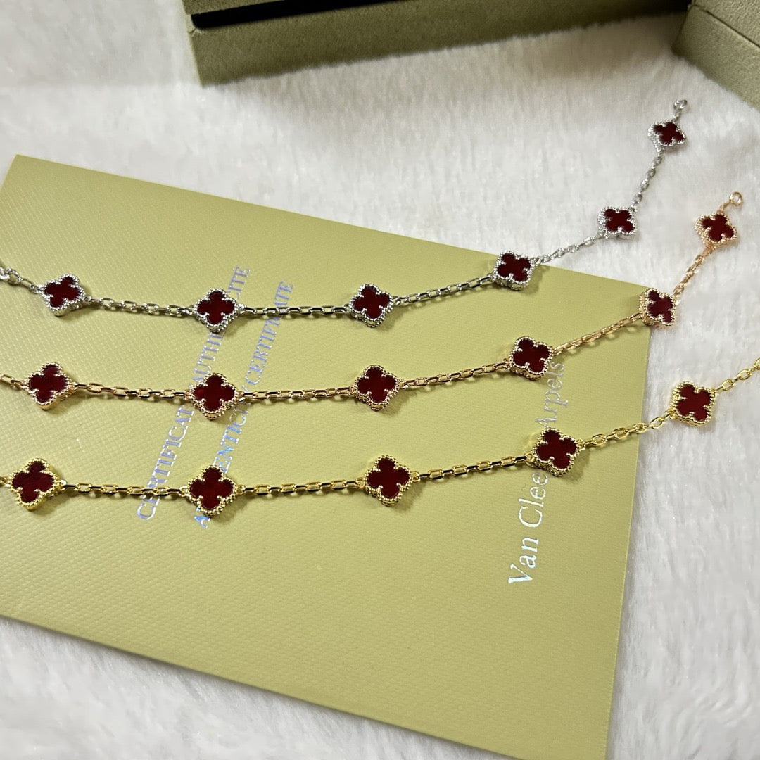 [Echo]CLOVER 6 MOTIF RED AGATE BRACELET