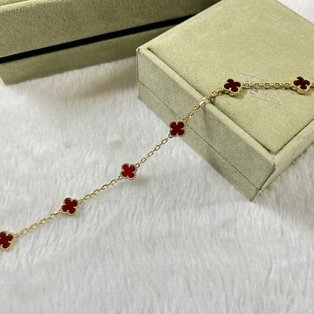 [Echo]CLOVER 6 MOTIF RED AGATE BRACELET
