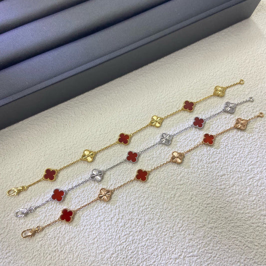 [Echo]CLOVER 6 MOTIF RED AGATE LASER BRACELET