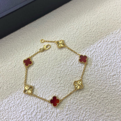 [Echo]CLOVER 6 MOTIF RED AGATE LASER BRACELET