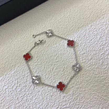 [Echo]CLOVER 6 MOTIF RED AGATE LASER BRACELET