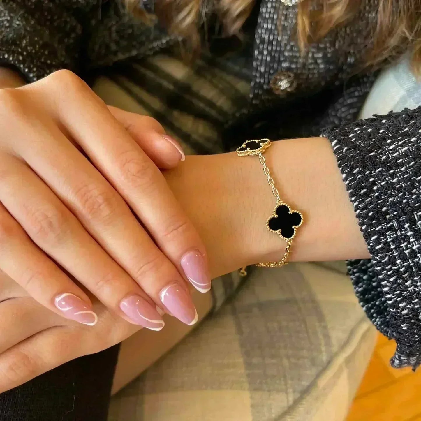 [Echo]CLOVER  5 MOTIFS BLACK ONYX BRACELET