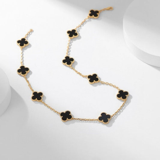 [Echo ]CLOVER 10 MOTIFS ONYX NECKLACE