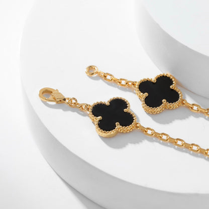 [Echo ]CLOVER 10 MOTIFS ONYX NECKLACE