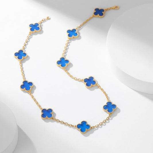 [Echo ]CLOVER 10 MOTIFS BLUE AGATE NECKLACE