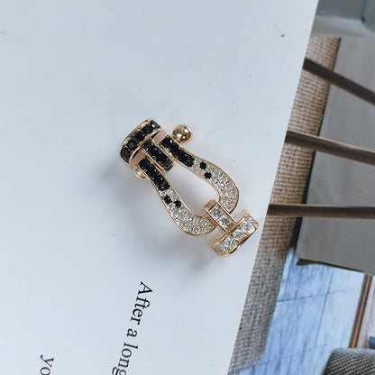 [Echo ]FORCE LARGE HORSESHOE BLACK WHITE DIAMOND BRACELET SILVER